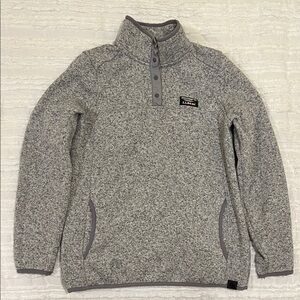 L.L. Bean Heather Gray Quarter-Button Pullover Sweatshirt